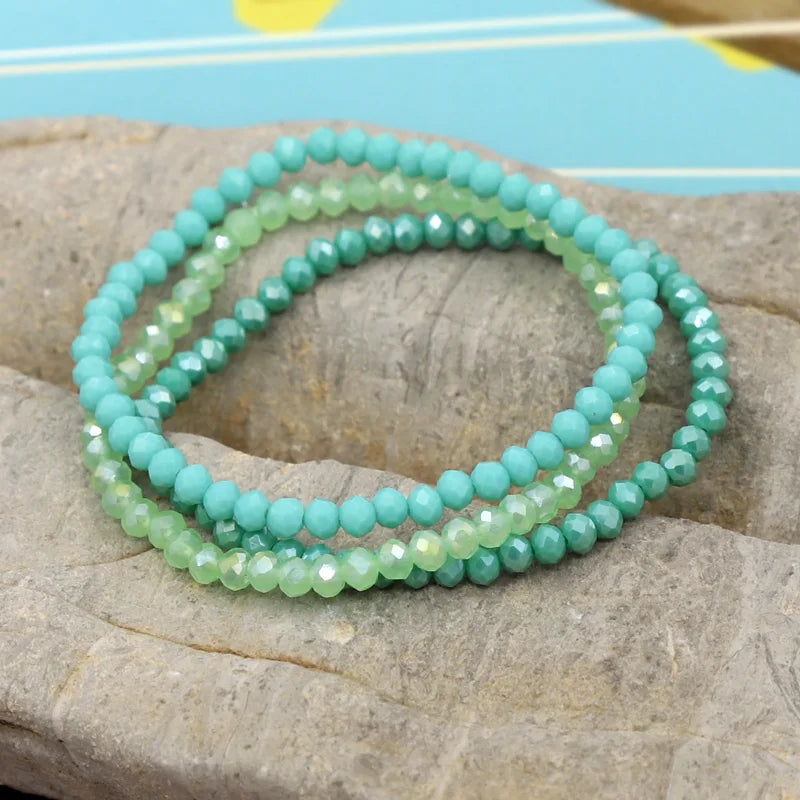 3 Pieces / Pack Women's Bracelets Colorful Crystal Beaded Bracelet Set Wholesale Gifts Korean Jewelry Leisure Vacation Bracelets-Dollar Bargains Online Shopping Australia