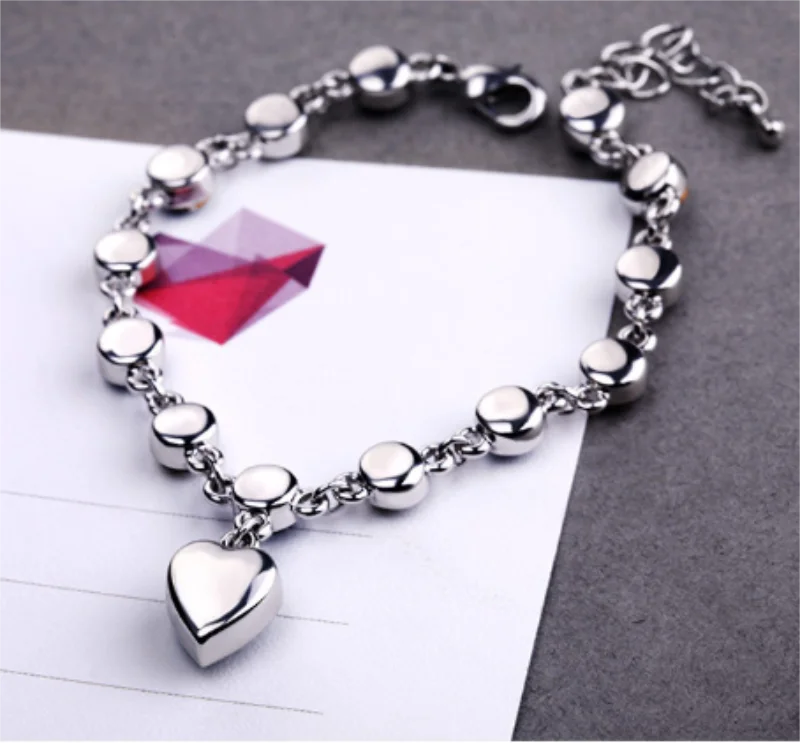 Luxury Ocean Heart Blue Crystal Bracelet for Women Blue Cubic Zirconia Love Charm Bangles Anniversary Valentines Day GiftJewelry-Dollar Bargains Online Shopping Australia