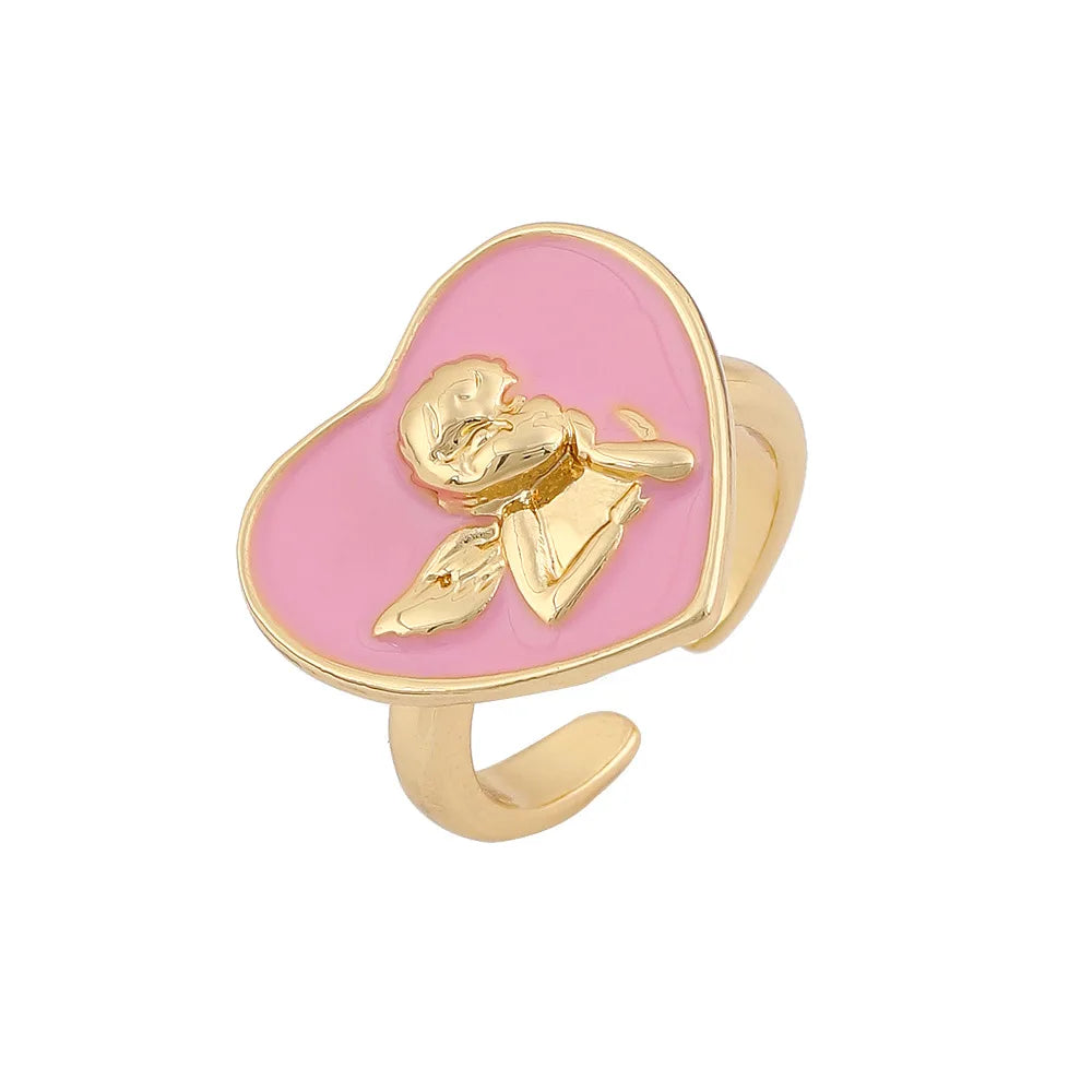 Drip Oil Love Set Ring For Women Simple Light Luxury Ladies Smiley Butterfly Jewelry Birthday Party Gifts-Dollar Bargains Online Shopping Australia