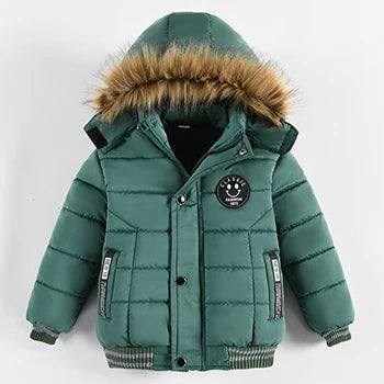 Autumn Winter Boys Jacket New Keep Warm Baby Coat Hooded Zipper Fashion Fur Collar Boys Outerwear-Dollar Bargains Online Shopping Australia