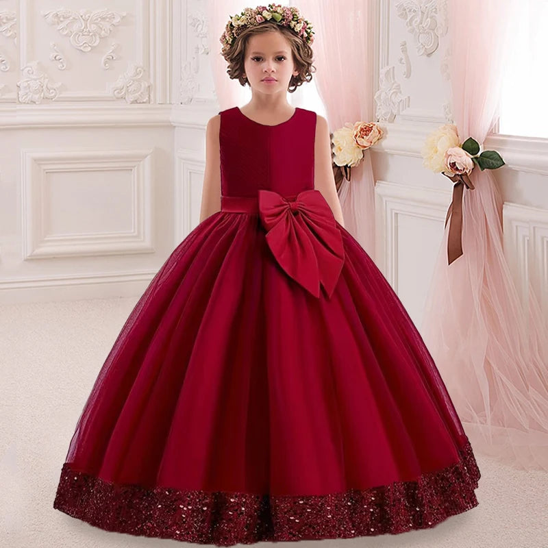 Kids Dress Flower Long Beading Elegant Teenagers Prom Gowns Dresses Girl Party Kid Evening Bridesmaid Princess-Dollar Bargains Online Shopping Australia