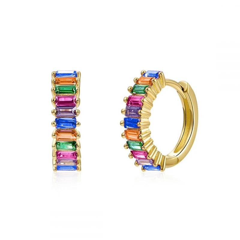 Gold Filled Stud Earrings Set For Women Ear Cuffs Colorful Zircon Dangle Hoop Earrings Fashion Party Jewelry-Dollar Bargains Online Shopping Australia