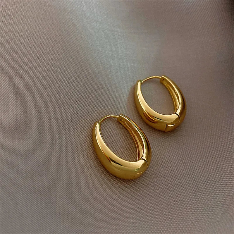 Statement Minimalist Gold Silver Color Mixed Solid Heart Pendant Hoop Earrings Street Style Korean Fashion Jewelry-Dollar Bargains Online Shopping Australia
