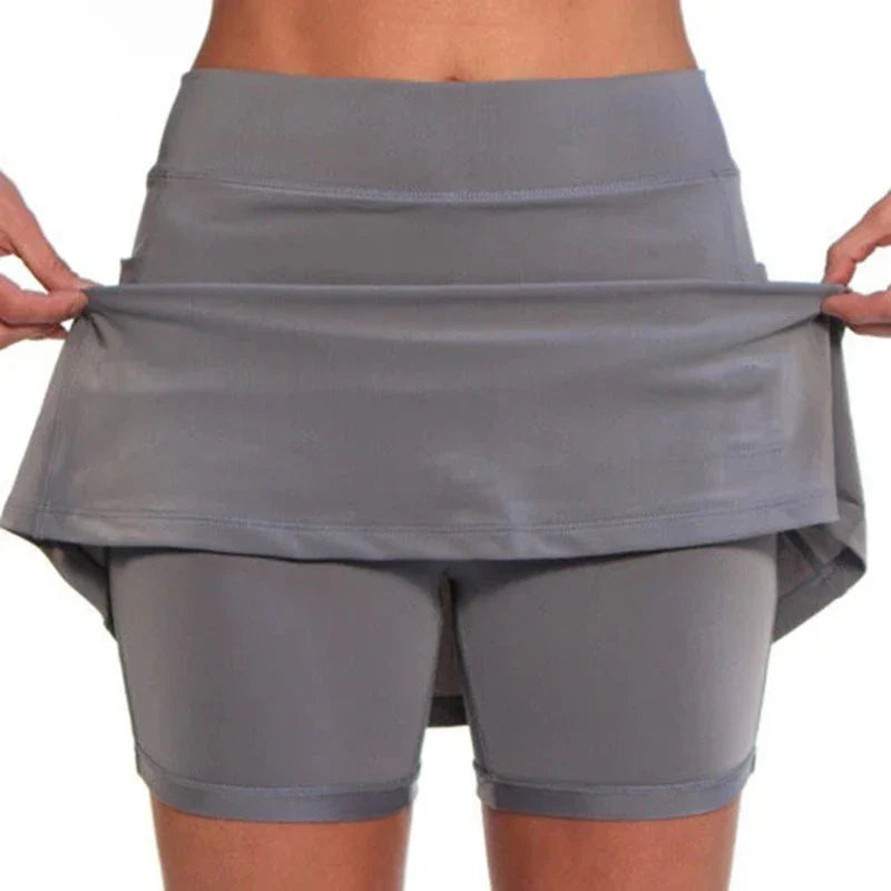 Womens Sports Skirts Solid Color Anti-exposure Skort Running Tennis Golf Shorts Breathable Short Dress with Pockets-Dollar Bargains Online Shopping Australia