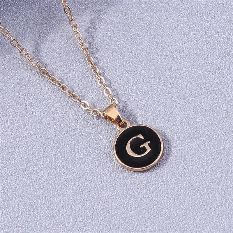 Name Initials Letter Pendant Necklace Enamel A-Z Alphabet Necklaces Girls Birthday Gifts Jewelry Accessories-Dollar Bargains Online Shopping Australia