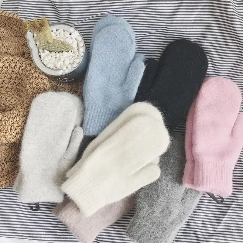Women Winter Keep Warm Plush Gloves Elasticity Soft Full Fingers Mittens Knitted Girls Fashion Gloves-Dollar Bargains Online Shopping Australia