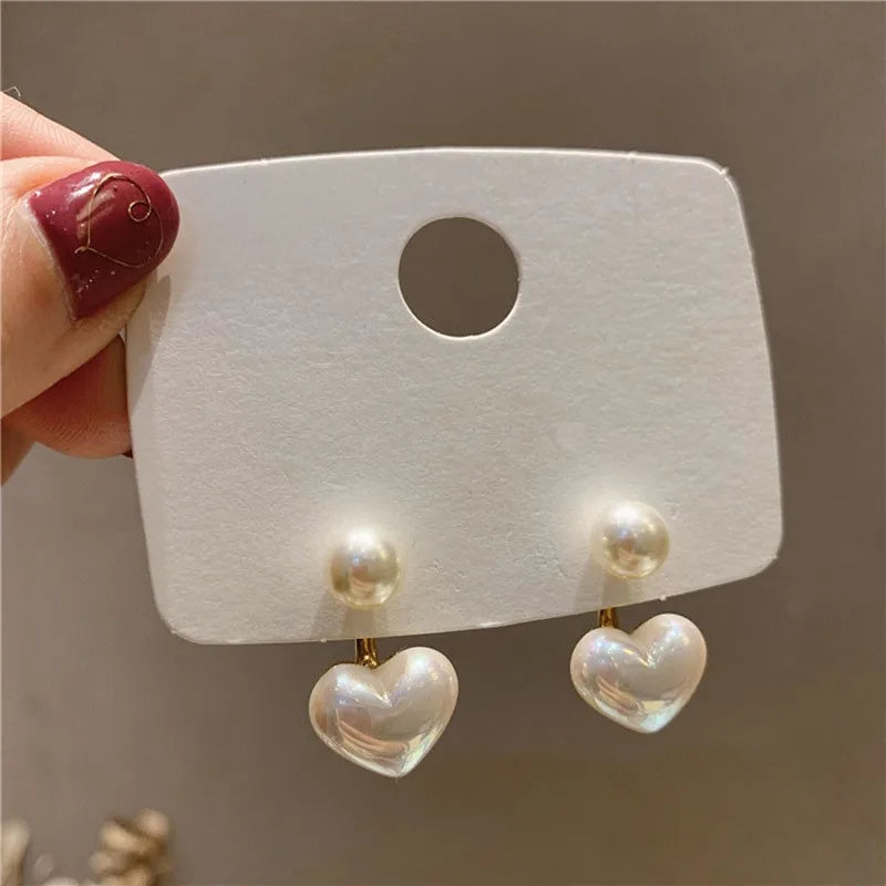 925 Silver Needle Korean Fashion Imitation Pear Earrings For Women Jewelry Luxury Women's Heart Stud Earrings-Dollar Bargains Online Shopping Australia