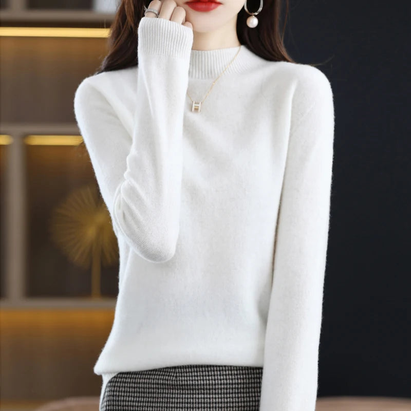 100% Pure Wool Half-neck Pullover Cashmere Sweater Women's Casual Knit Top-Dollar Bargains Online Shopping Australia