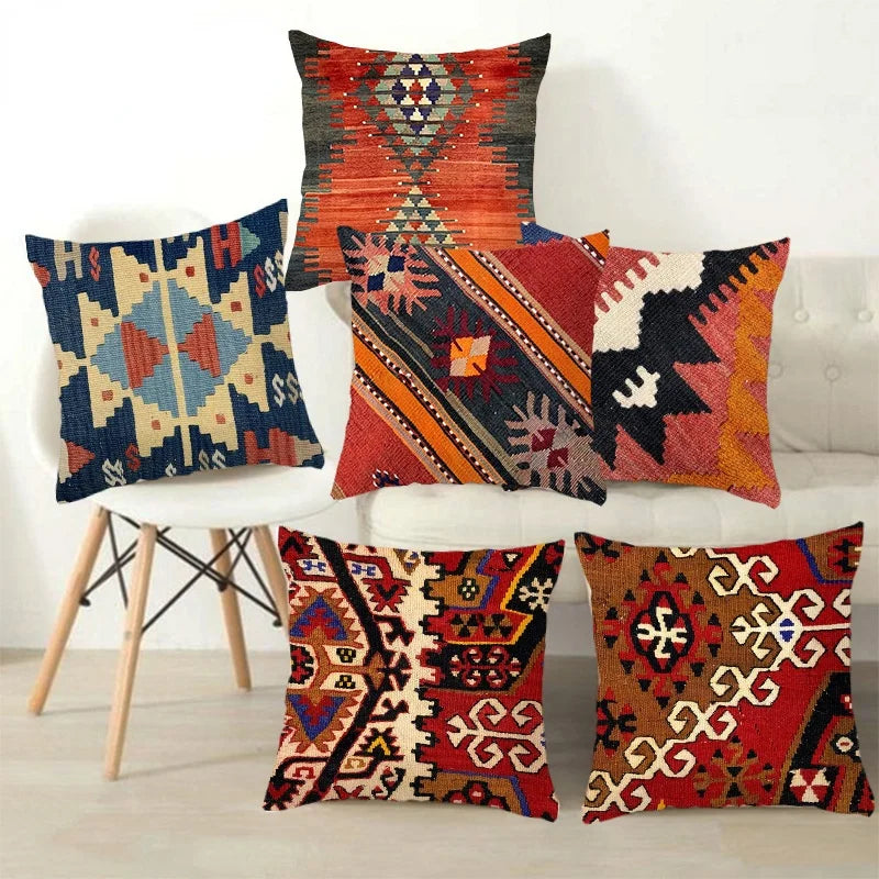 Bohemian Patterns Linen Cushions Case Multicolors Abstract Ethnic Geometry Print Decorative Pillows Case Living Room Sofa Pillow-Dollar Bargains Online Shopping Australia