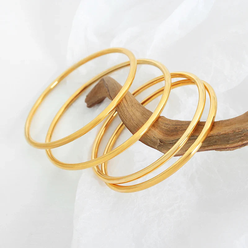 Stainless Steel Bracelet For Women Round Minimalist Elegant Gold Color Bracelet