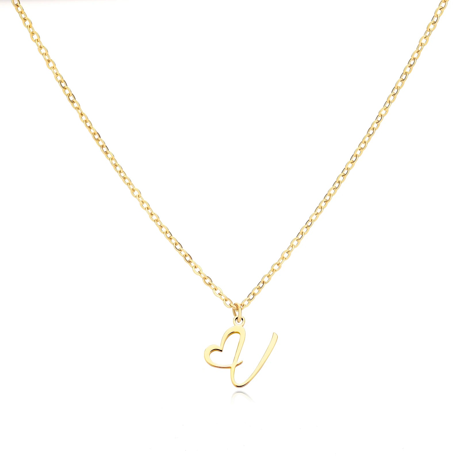 Heart Initial Letter Necklace for Women Gold Color Stainless Steel Necklace Jewelry Wedding Birthday-Dollar Bargains Online Shopping Australia