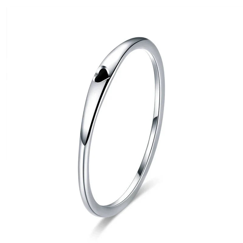 Sterling Silver Simple Rings For Women Wedding Engagement Heart Rings