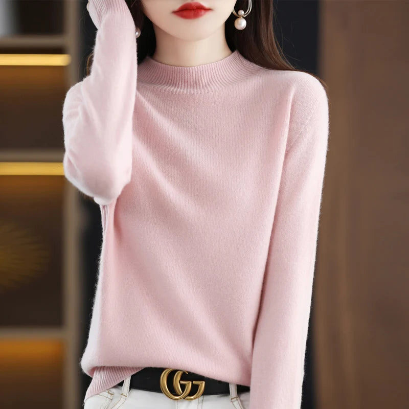 100% Pure Wool Half-neck Pullover Cashmere Sweater Women's Casual Knit Top-Dollar Bargains Online Shopping Australia