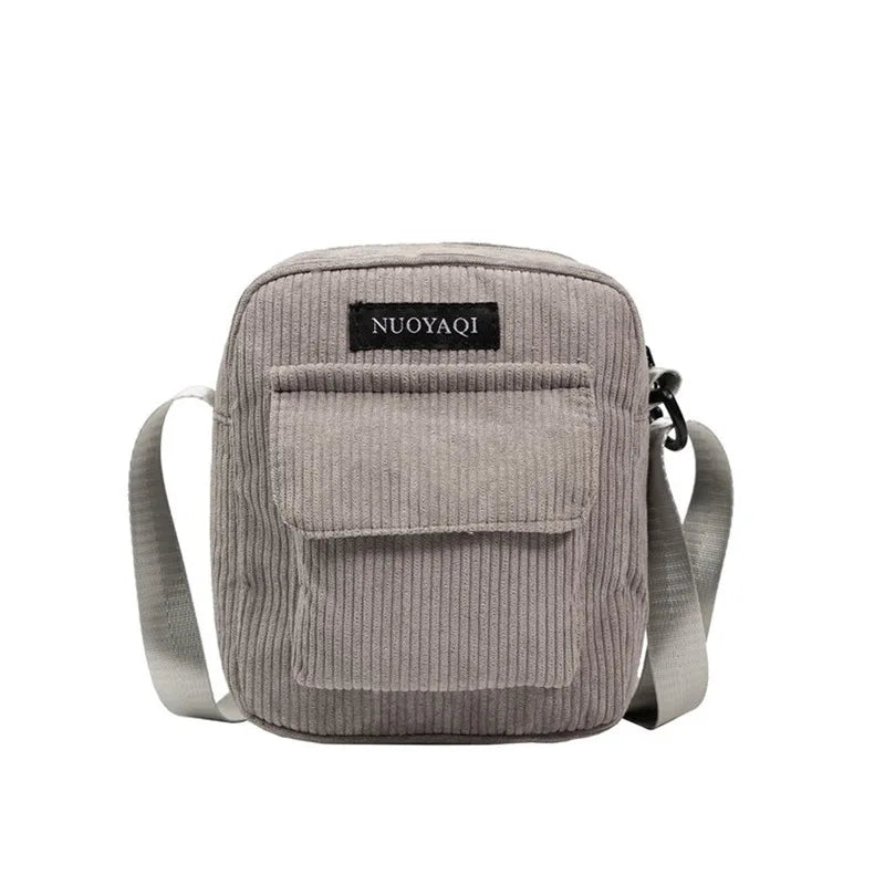 Women Corduroy Shoulder Bags Striped Cloth Fabric Handbags Casual Zip Tote Canvas Crossbody Bag Cute Shopping Bag for Ladies-Dollar Bargains Online Shopping Australia