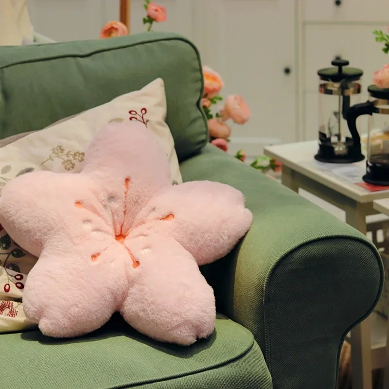 Pink Sakura Plush Pillow Kawaii Flowers Plush Pillow Mat Lifelike Soft Cherry Blossom Cushion Plushie Props Cute pillow