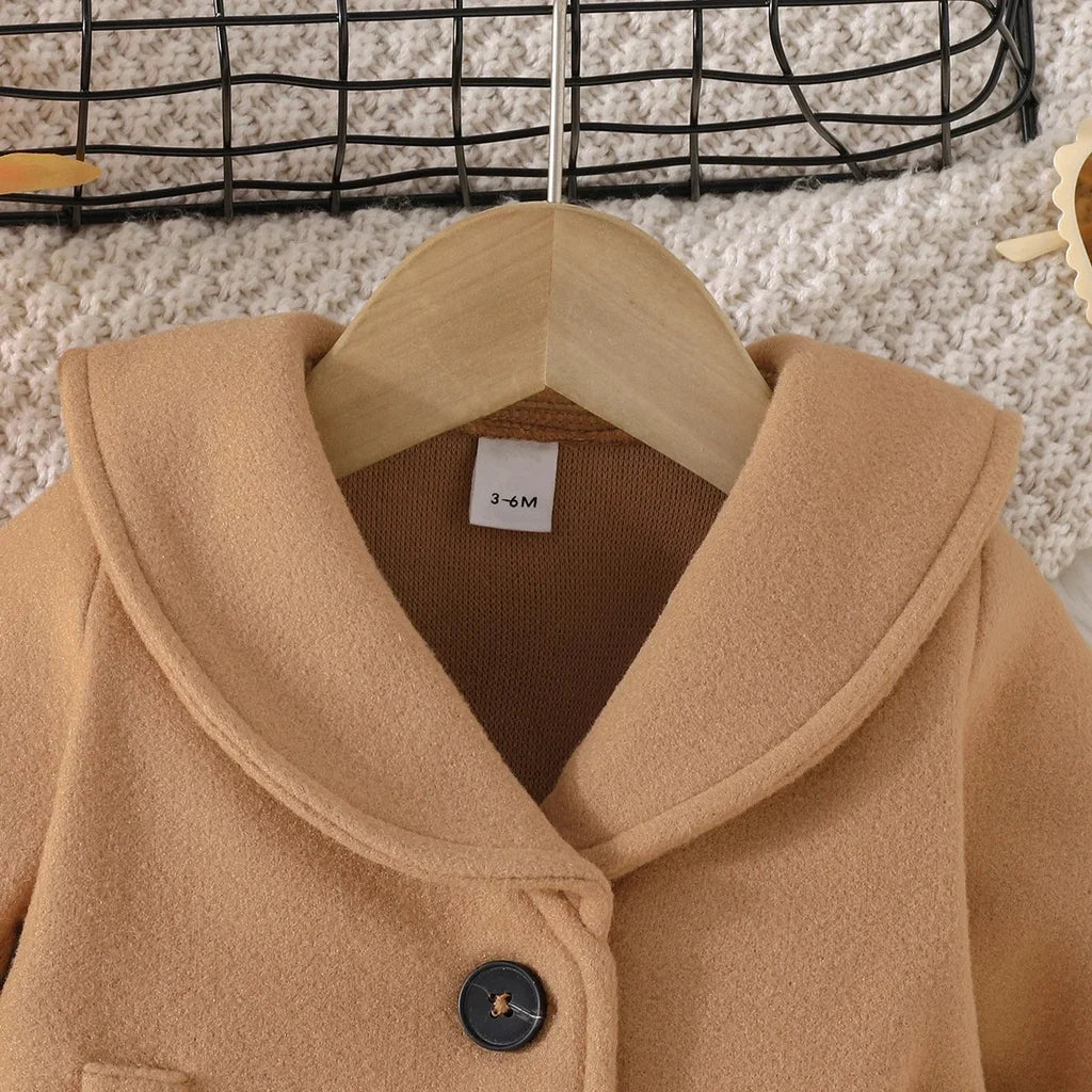 Jacket Newborn Baby Boy Girl Kids Clothes 3-36 Months Fashion Long Sleeve Button Khaki Coat Childrens Warm Outwear-Dollar Bargains Online Shopping Australia