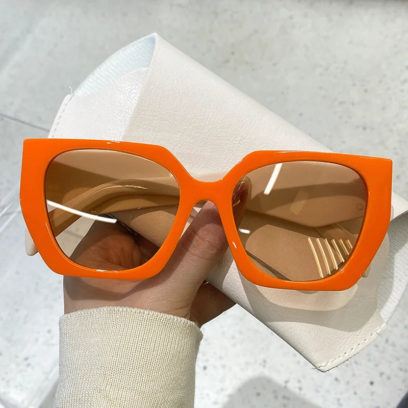 Vintage Brand Designer Polygon Sunglasses Women For Men Fashion Sun Glasses Trendy Punk Ladies Orange Big Shades-Dollar Bargains Online Shopping Australia