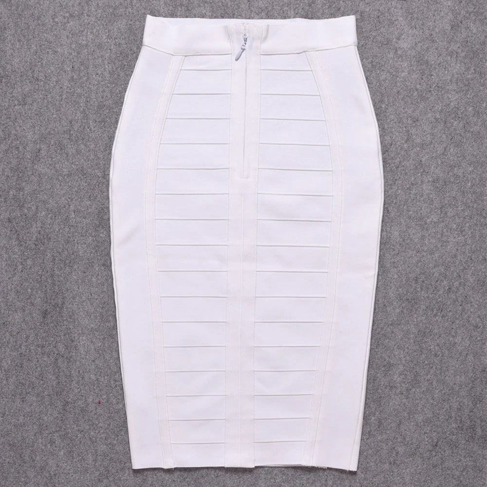 Pencil Knitted Skirts White Women Classic Vintage Elastic Thick Skirts Bodycon Birthday Skirts-Dollar Bargains Online Shopping Australia