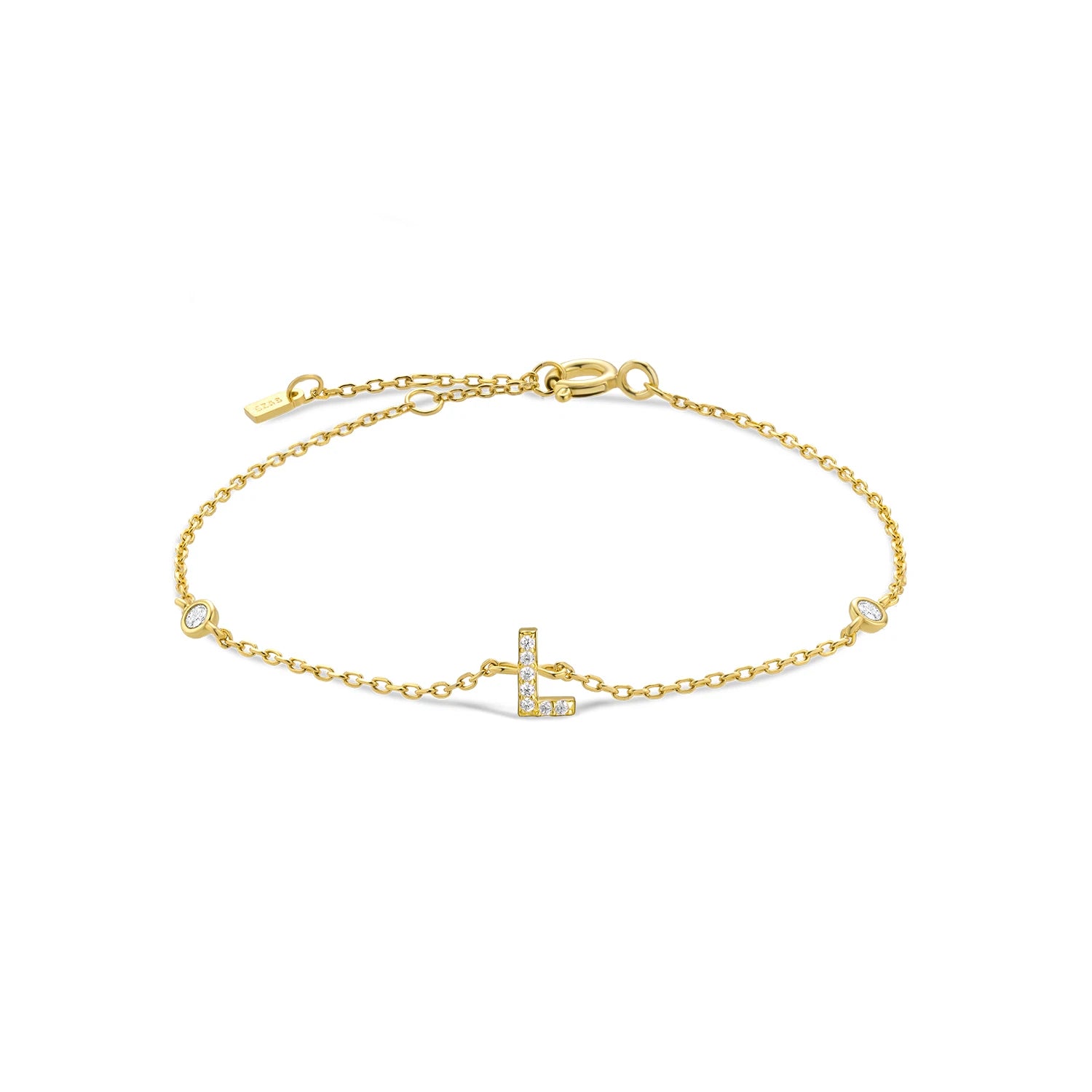 Silver Monogram Letter Initial Charm Chain Bracelet Luxury Wedding Crystal Fine Jewelry-Dollar Bargains Online Shopping Australia