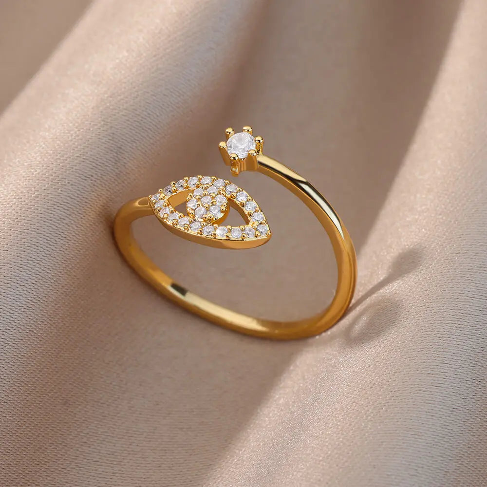 Lucky Turkish Evil Eye Rings For Women Opening Stainless Steel Ring Luxury Wedding Couple Jewelry anillos mujer-Dollar Bargains Online Shopping Australia