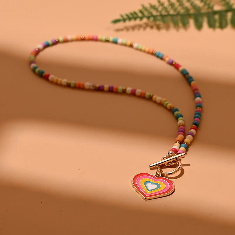 4mm Colorful Stone Choker Necklace for Women Round Evil Charm Pendant Necklace Fashion New Daily Jewelry-Dollar Bargains Online Shopping Australia