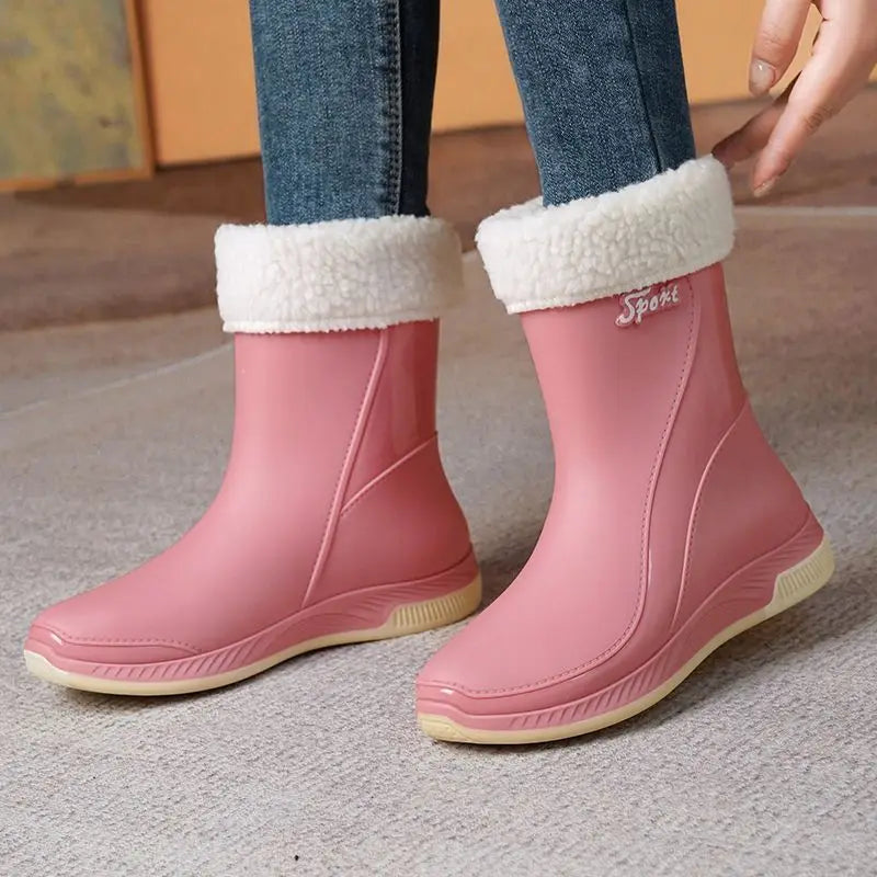 Rain Boots Womens Waterproof Shoes Rubber Shoes Cotton-Padded Rubber Boots Adult Non-Slip Work Shoes-Dollar Bargains Online Shopping Australia