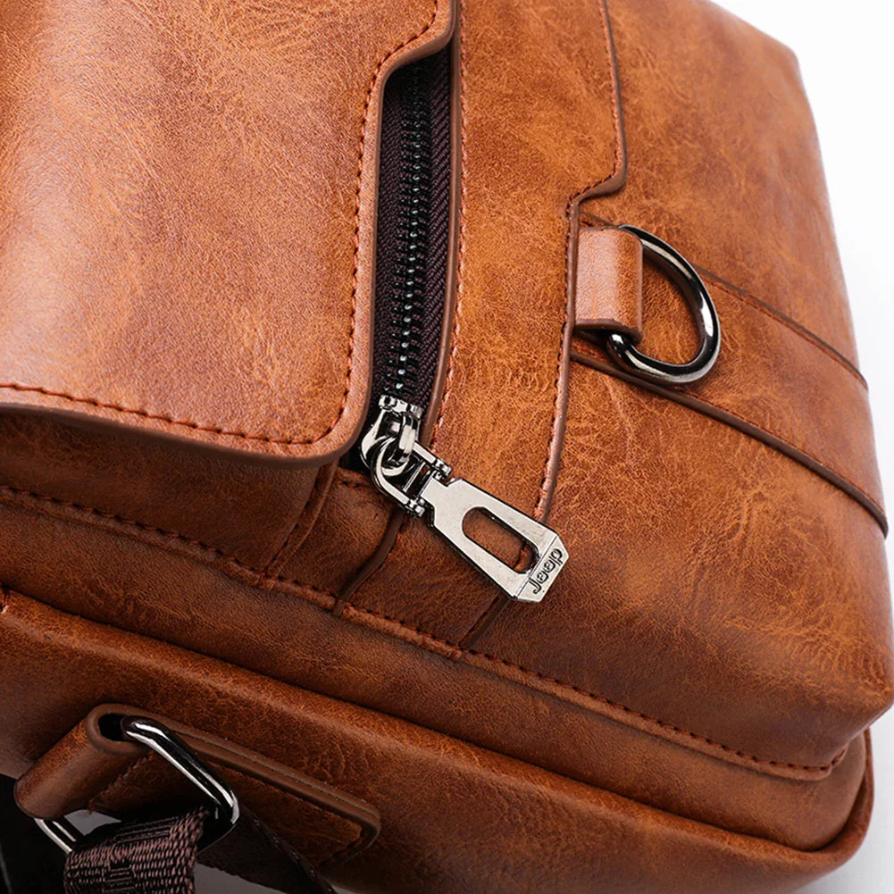 Mens Crossbody Messenger Bags Business Casual Handbag Brand New High Quality Leather Shoulder Bag For Work Casual Travel Male