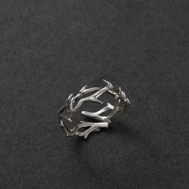Punk Black Rings Thorns Vine Twine Red Rhinestones Hollow Couple Finger Ring Women Men Jewelry Gift-Dollar Bargains Online Shopping Australia