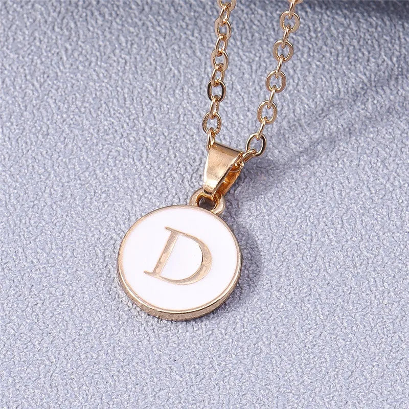 Name Initials Letter Pendant Necklace Enamel A-Z Alphabet Necklaces Girls Birthday Gifts Jewelry Accessories-Dollar Bargains Online Shopping Australia
