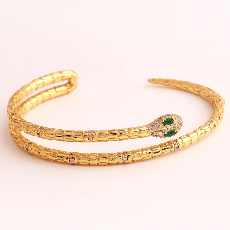 Copper Zircon Snake Cuff Bangle Adjustable Fashion Party Wedding Jewelry Lucky Bohemia Gift For Women-Dollar Bargains Online Shopping Australia
