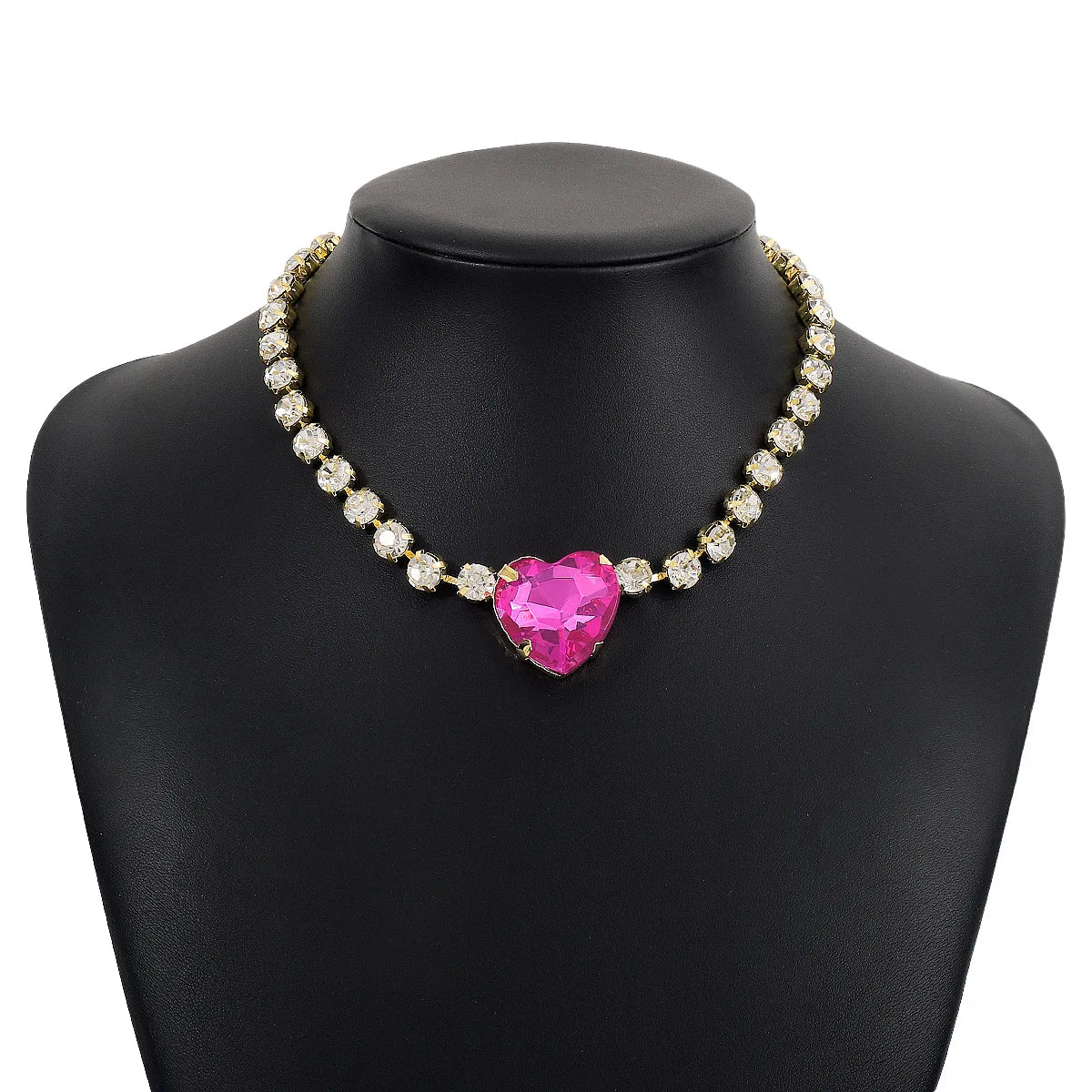 Romantic Crystal Heart Choker Necklace For Women Elegant Party Wedding Statement Necklace Fashion Jewelry Girls-Dollar Bargains Online Shopping Australia