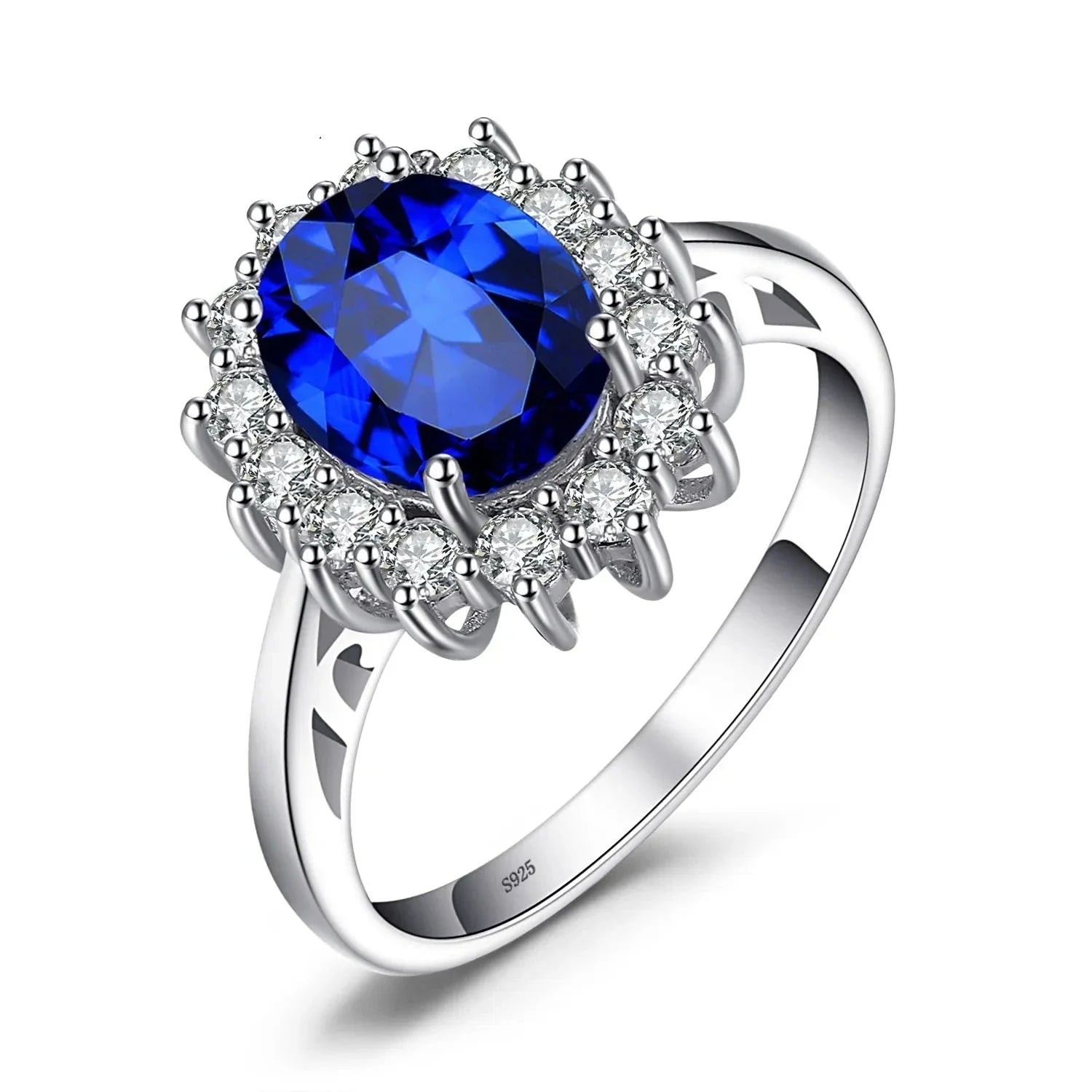 Princess Diana Created Blue Sapphire 925 Sterling Silver Engagement Ring Ruby Natural Amethyst Citrine Blue Topaz