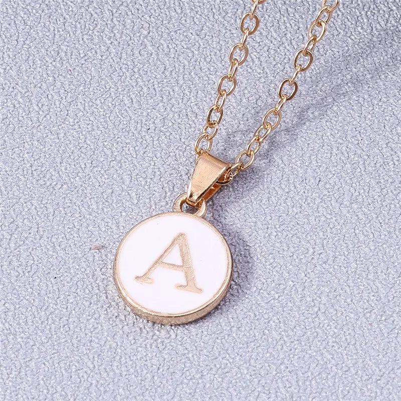 Name Initials Letter Pendant Necklace Enamel A-Z Alphabet Necklaces Girls Birthday Gifts Jewelry Accessories-Dollar Bargains Online Shopping Australia
