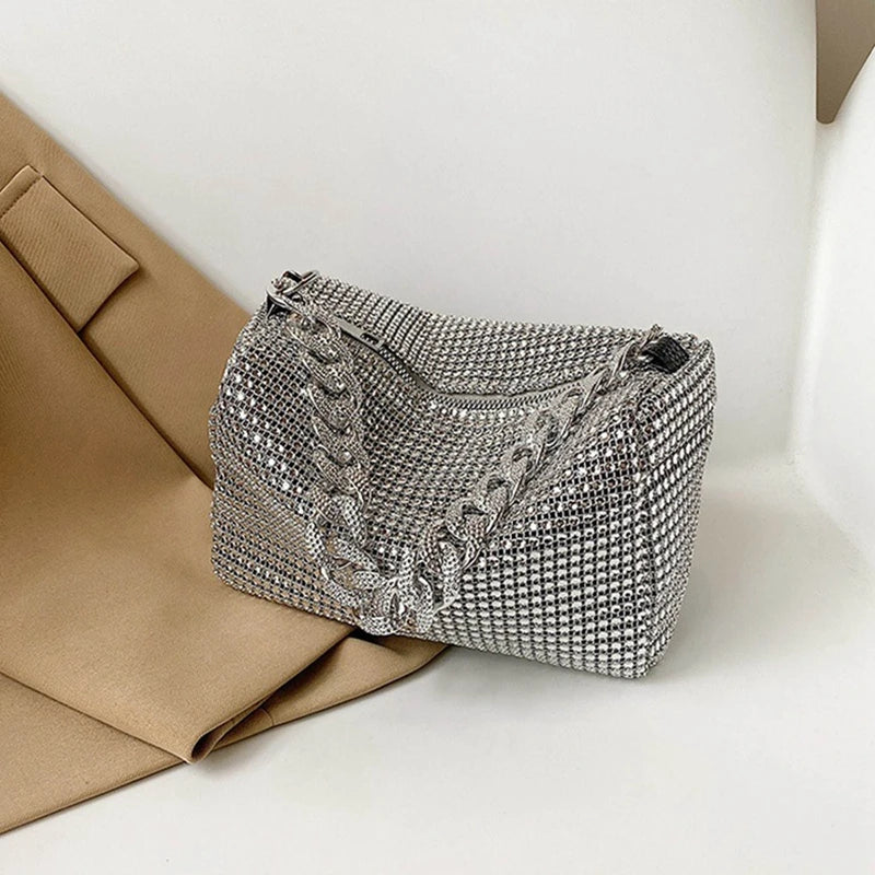 Full Rhinestone Shoulder Bags Bling Diamond Crossbody Bag Women Wedding Party Handbags Fashion Shoulder Purses New Chains Bags-Dollar Bargains Online Shopping Australia