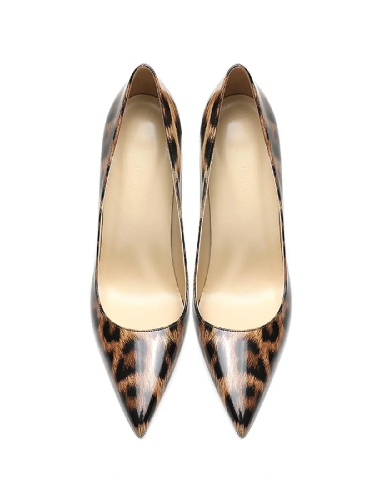 Leopard print high heels for womens sexy pointed side airshallow mouth versatile red sole single shoes