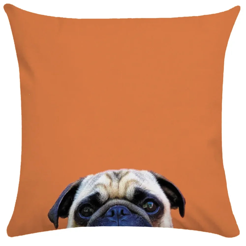 Pug Bulldog Print Cushion Cover Pets Dog Pillowcase For Home Sofa Decoration Polyester Lumbar Pillow Case Gift-Dollar Bargains Online Shopping Australia