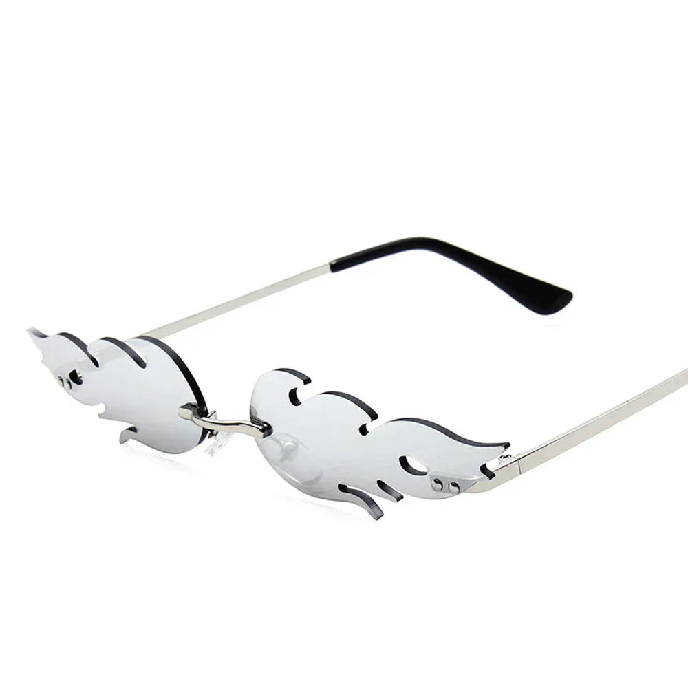 Fire Flame Sunglasses Women Rimless Wave Sun Glasses Metal Shades For Vintage Women Mirror Eyewear UV400-Dollar Bargains Online Shopping Australia