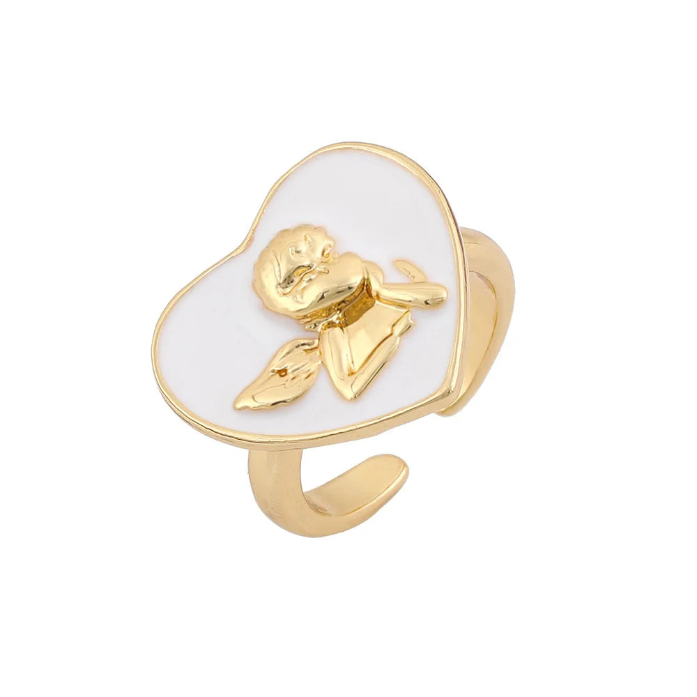 Drip Oil Love Set Ring For Women Simple Light Luxury Ladies Smiley Butterfly Jewelry Birthday Party Gifts-Dollar Bargains Online Shopping Australia