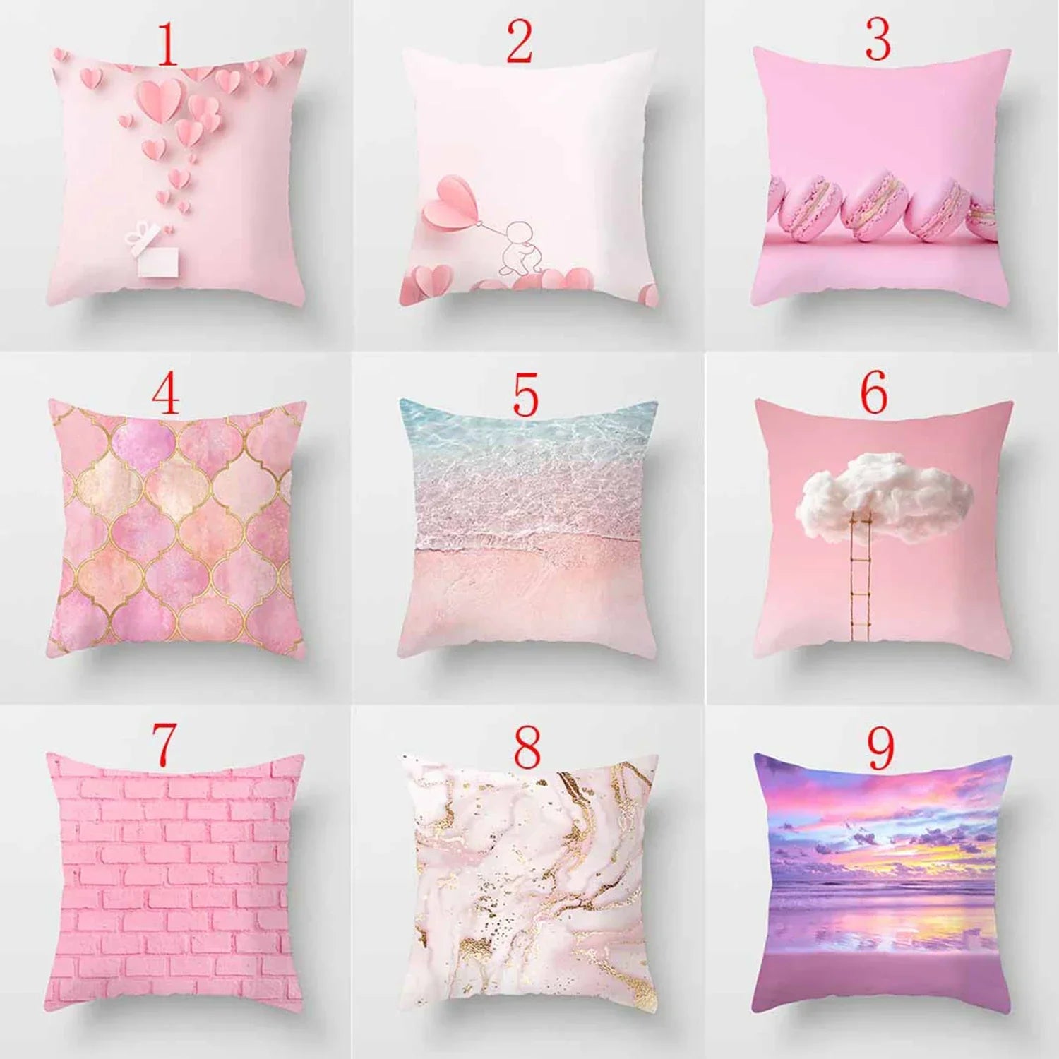 Pink cute love printing square pillowcase, home decoration, car sofa cushion cover-Dollar Bargains Online Shopping Australia