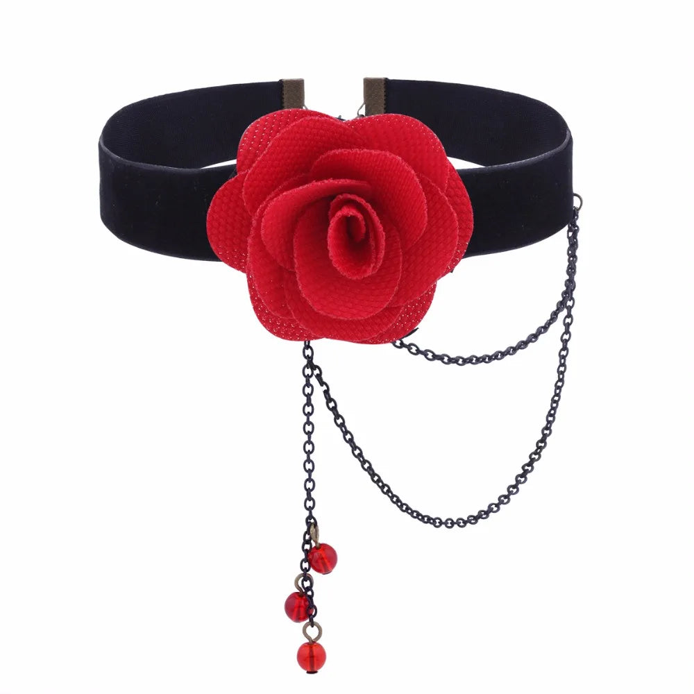 Crystal Statement Necklace Collar Black Lace Chokers Flower Necklaces For Women Girl Boho Flower Charms-Dollar Bargains Online Shopping Australia