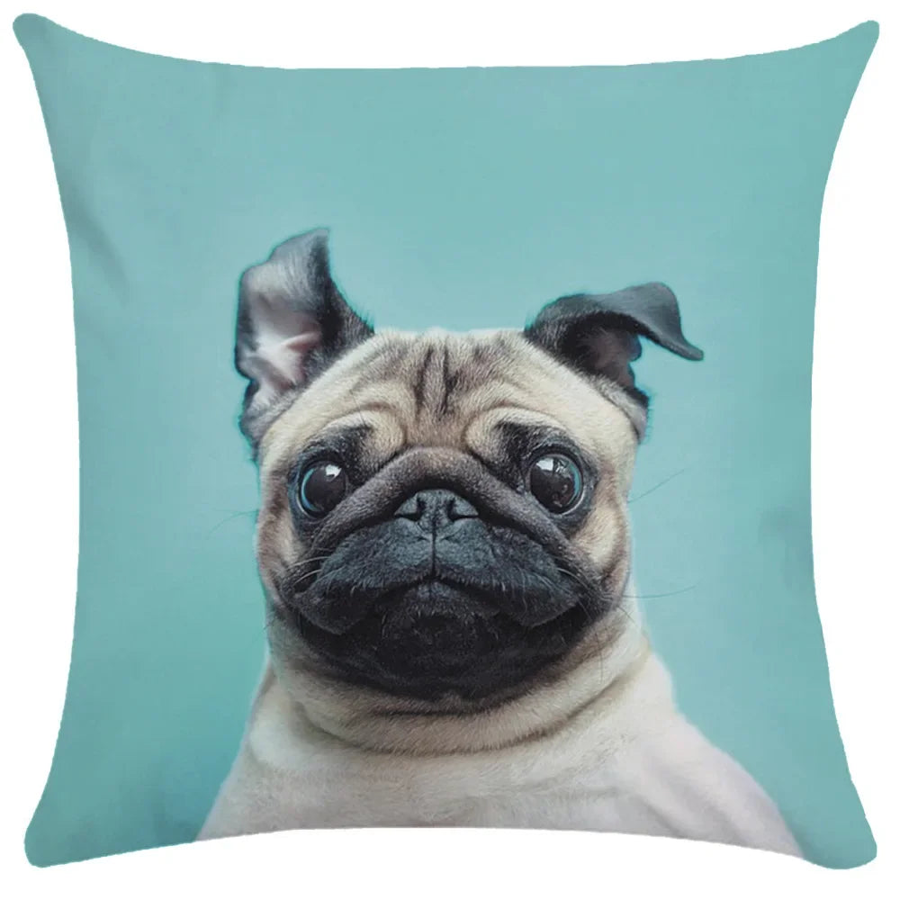 Pug Bulldog Print Cushion Cover Pets Dog Pillowcase For Home Sofa Decoration Polyester Lumbar Pillow Case Gift-Dollar Bargains Online Shopping Australia