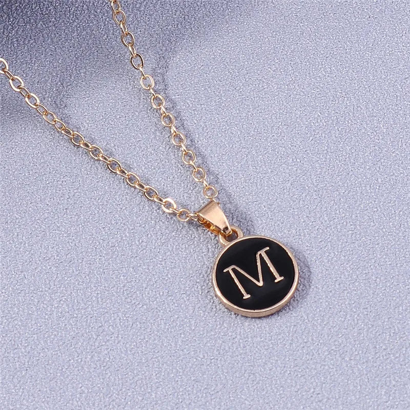 Name Initials Letter Pendant Necklace Enamel A-Z Alphabet Necklaces Girls Birthday Gifts Jewelry Accessories-Dollar Bargains Online Shopping Australia