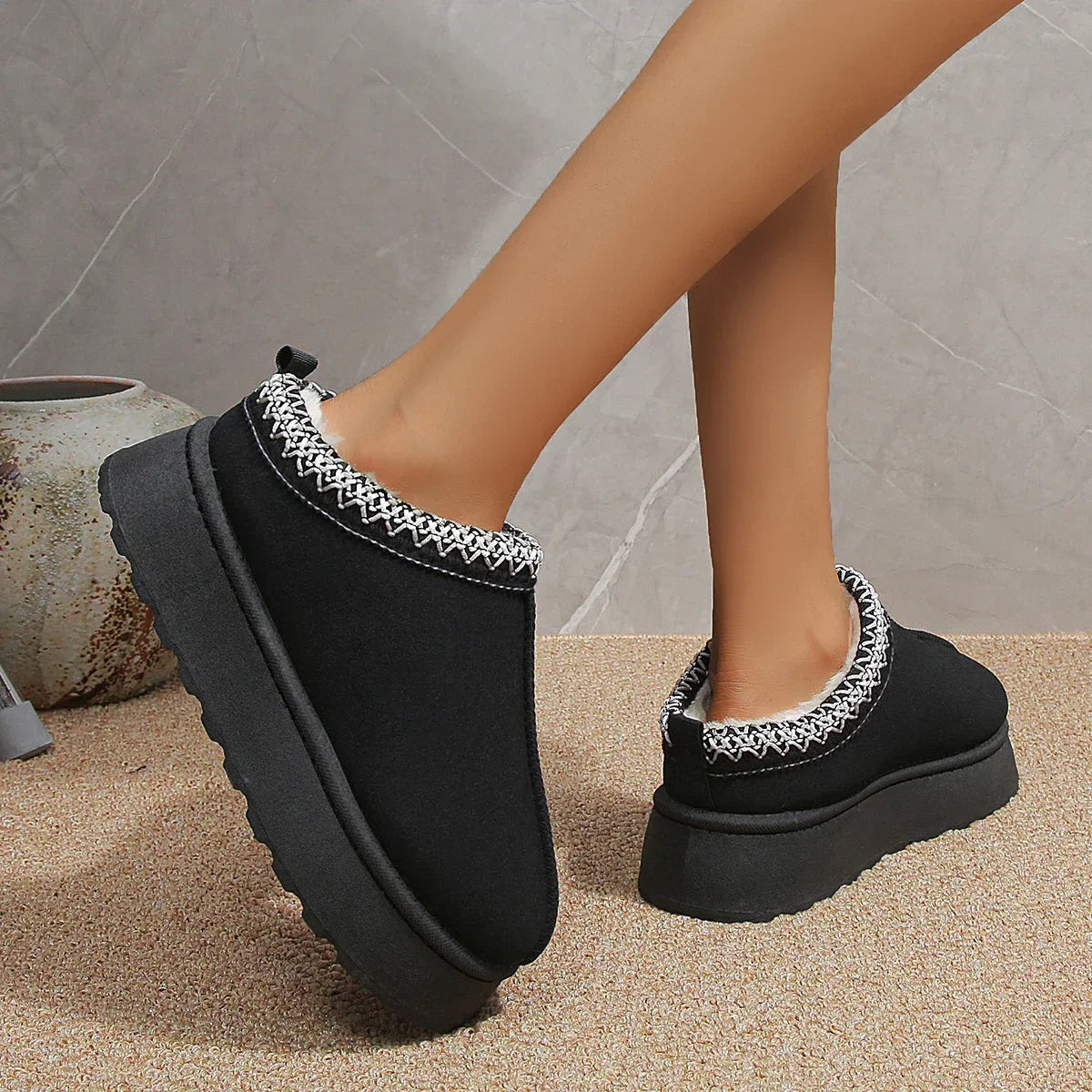 Ankle Flats Platform Women Snow Boots Suede Plush Warm Winter Thick Fashion Shoes Chelsea Women Boots-Dollar Bargains Online Shopping Australia