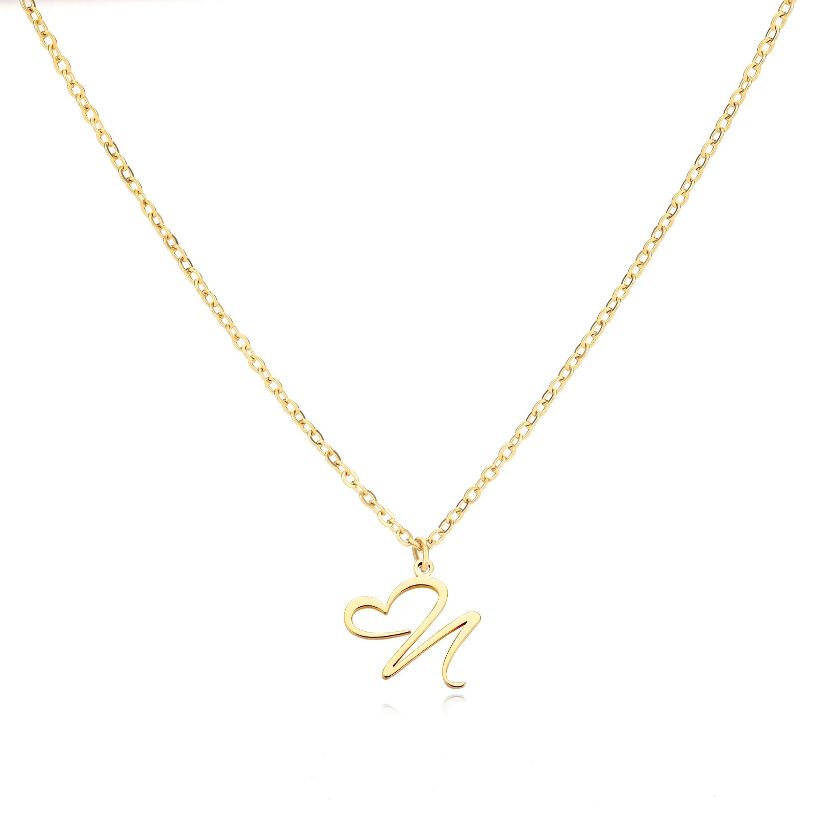 Heart Initial Letter Necklace for Women Gold Color Stainless Steel Necklace Jewelry Wedding Birthday-Dollar Bargains Online Shopping Australia