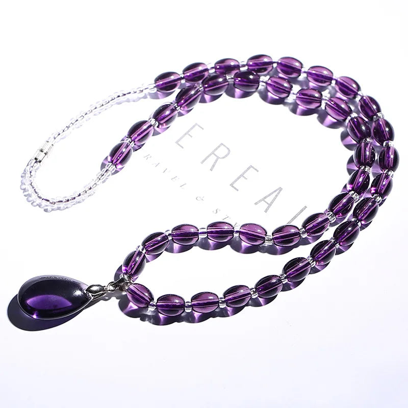 Natural Amethyst Earrings Necklace Set Purple Stone Jewelry Set for Women Vintage Wedding Party Jewelry Gift-Dollar Bargains Online Shopping Australia