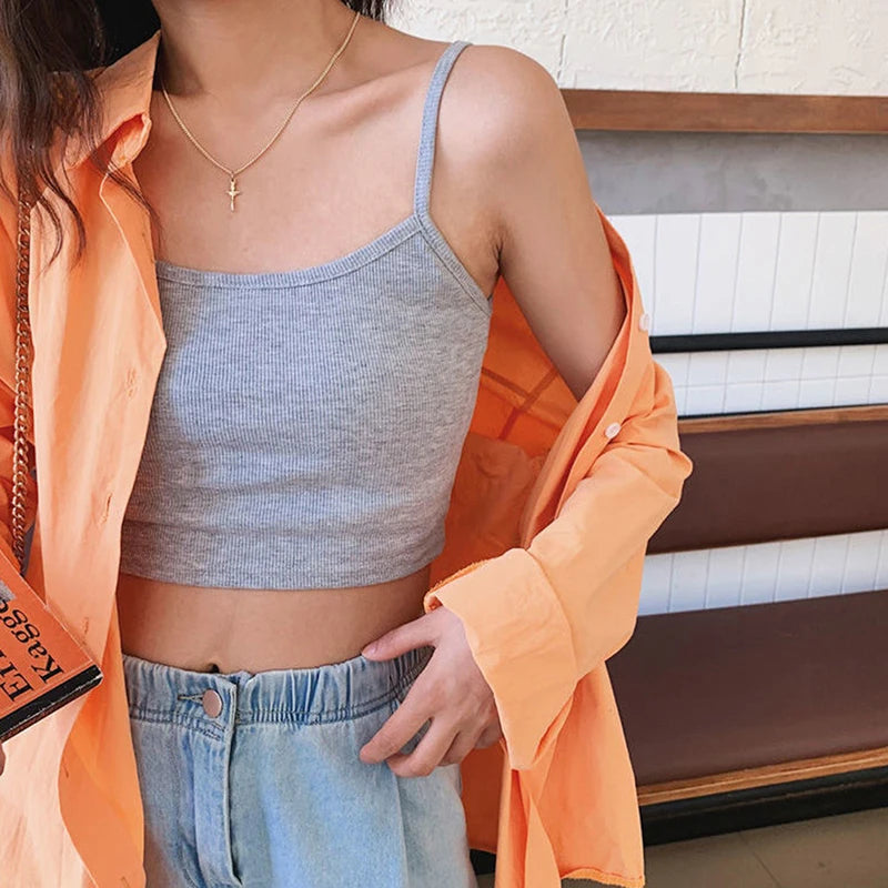 Women Sexy Solid Camis Crop Top Casual Tank Tops Vest Sleeveless Streetwear Club High Street-Dollar Bargains Online Shopping Australia