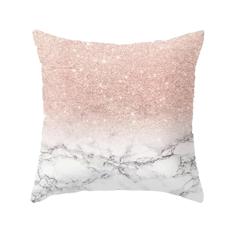 Nordic Style Pink Pillow Marble Geometric Series Waist Rest Cover Sofa Cushion with Removable-Dollar Bargains Online Shopping Australia