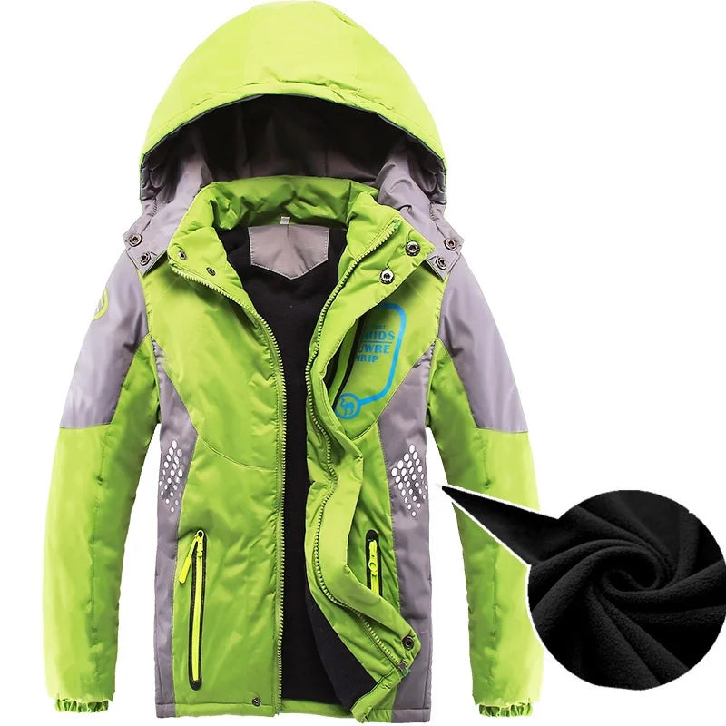 Waterproof Girls Boys Rain Jacket Patchwork Print Kids Outfits Fleece Child Coat Children Outerwear-Dollar Bargains Online Shopping Australia