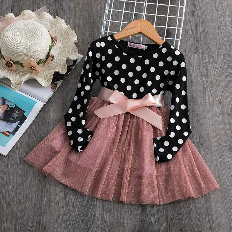 Little Girls Autumn Full Sleeves Dress for Children Party Kids Casual Dress Pink Floral Embroidery Dresses Princess Wear-Dollar Bargains Online Shopping Australia