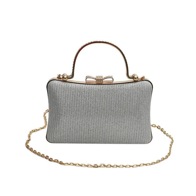 Chic Glitter Sequins Diamond Clutch Handbag Women Metal Top Handle PU Leather Square Rhinestone Messenger Purse Chain Bag Box-Dollar Bargains Online Shopping Australia